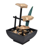Wrought Iron Flowing Water Ornaments Fountain Feng Shui Ornaments for Home TV Cabinet Office DecorationAU Plug AC220-240V