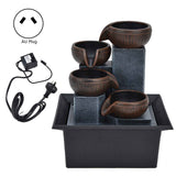 Tabletop Water Fountain with LED Yellow Light Feng Shui Relaxation Desktop Ornament DecorationAU Plug AC220‑240V In Australia - Darrahopens
