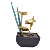 Indoor Tabletop Fountain Lotus LED Waterfall Fountain Ornament Feng Shui Art Craft Home DecorationAU Plug Yellow Light AC220‑240V