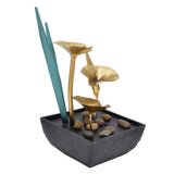 Indoor Tabletop Fountain Lotus LED Waterfall Fountain Ornament Feng Shui Art Craft Home DecorationAU Plug Yellow Light AC220‑240V