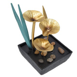 Indoor Tabletop Fountain Lotus LED Waterfall Fountain Ornament Feng Shui Art Craft Home DecorationAU Plug Yellow Light AC220‑240V