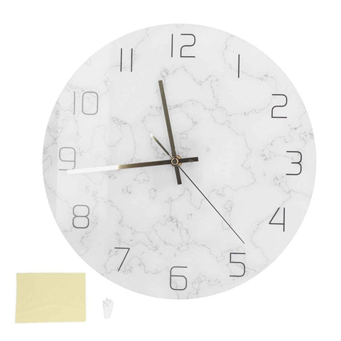 Simple Marble Wall Clock Fashion Cracked Acrylic Material UV Printing Clock Living Room Decoration In Australia - Darrahopens