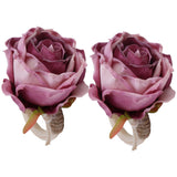 2Pcs Novelty Wooden Napkin Buckle Artificial Floral Napkin Ring for Festival Table DecorationPurple In Australia - Darrahopens