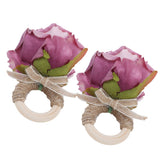 2Pcs Novelty Wooden Napkin Buckle Artificial Floral Napkin Ring for Festival Table DecorationPurple In Australia - Darrahopens