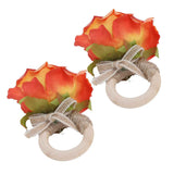 2Pcs Novelty Wooden Napkin Buckle Artificial Floral Napkin Ring for Festival Table DecorationOrange In Australia - Darrahopens