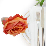 2Pcs Novelty Wooden Napkin Buckle Artificial Floral Napkin Ring for Festival Table DecorationOrange