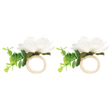 2Pcs Hemp Rope Napkin Buckle Simulation Flower Napkin Ring for Hotel Western Restaurant6622 White In Australia - Darrahopens