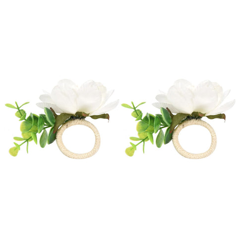 2Pcs Hemp Rope Napkin Buckle Simulation Flower Napkin Ring for Hotel Western Restaurant6622 White In Australia - Darrahopens