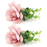 2Pcs Hemp Rope Napkin Buckle Simulation Flower Napkin Ring for Hotel Western Restaurant6622 Pink