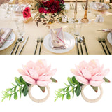 2Pcs Hemp Rope Napkin Buckle Simulation Flower Napkin Ring for Hotel Western Restaurant6622 Pink