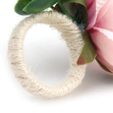 2Pcs Hemp Rope Napkin Buckle Simulation Flower Napkin Ring for Hotel Western Restaurant6622 Pink