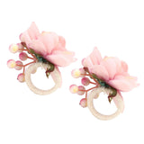 2Pcs Hemp Rope Napkin Buckle Simulation Flower Napkin Ring for Hotel Western Restaurant6623 Pink In Australia - Darrahopens
