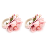 2Pcs Hemp Rope Napkin Buckle Simulation Flower Napkin Ring for Hotel Western Restaurant6623 Pink