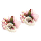 2Pcs Hemp Rope Napkin Buckle Simulation Flower Napkin Ring for Hotel Western Restaurant6623 Pink