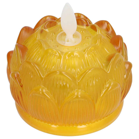 LED Flower Lamp Imitation Glass Yellow Light Electronic Candle Lotus Flower Decor for Home OfficeYellow In Australia - Darrahopens