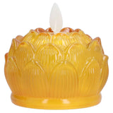 LED Flower Lamp Imitation Glass Yellow Light Electronic Candle Lotus Flower Decor for Home OfficeYellow In Australia - Darrahopens