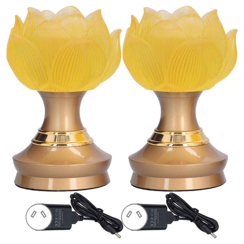 2 Set LED Buddhist Light Yellow Buddha Lamp Adjustable Buddhist Flower Light Buddhism SupplyAU Plug 100-240V
