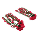 2PCS Artificial Violet Hanging Flowers Simulation Plastic Fake Plants for Decoration Garden Patio Wedding Porch Outdoor Rose Red