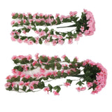 2PCS Artificial Violet Hanging Flowers Simulation Plastic Fake Plants for Decoration Garden Patio Wedding Porch Outdoor Pink