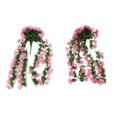2PCS Artificial Violet Hanging Flowers Simulation Plastic Fake Plants for Decoration Garden Patio Wedding Porch Outdoor Pink