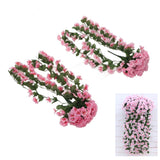 2PCS Artificial Violet Hanging Flowers Simulation Plastic Fake Plants for Decoration Garden Patio Wedding Porch Outdoor Pink