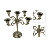 5 Arm Candlestick Holder Iron Retro Decorative Candle Holder Centerpiece for Home Church Cyan