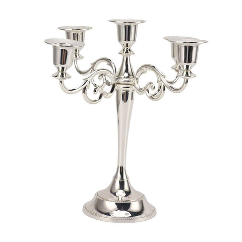 5 Arm Candlestick Holder Iron Retro Decorative Candle Holder Centerpiece for Home Church Silver In Australia - Darrahopens