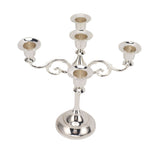5 Arm Candlestick Holder Iron Retro Decorative Candle Holder Centerpiece for Home Church Silver