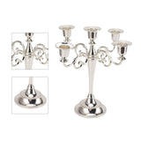 5 Arm Candlestick Holder Iron Retro Decorative Candle Holder Centerpiece for Home Church Silver