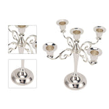 5 Arm Candlestick Holder Iron Retro Decorative Candle Holder Centerpiece for Home Church Silver