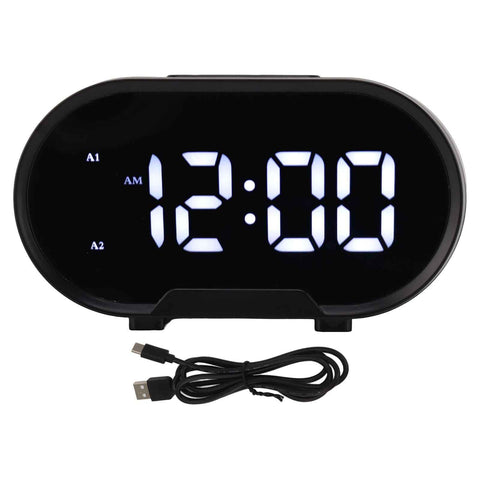 Digital Alarm Clock USB LED Display White Light Mirror Electronic Desktop Clock for Bedroom Living Room Office Black Case In Australia - Darrahopens