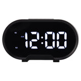 Digital Alarm Clock USB LED Display White Light Mirror Electronic Desktop Clock for Bedroom Living Room Office Black Case