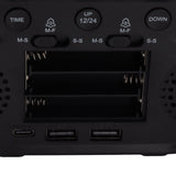 Digital Alarm Clock USB LED Display White Light Mirror Electronic Desktop Clock for Bedroom Living Room Office Black Case