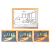 LED Illuminated Wall Art Lighted Decor Light Shadow Photo Frame Painting 3 Colours Dimmable for Bedroom Living Room L Model 1
