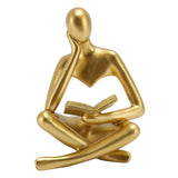 Thinker Reading Statue Resin Sitting Figure Abstract Art Ornament for Living Room Cabinet Decoration Gold In Australia - Darrahopens