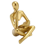 Thinker Reading Statue Resin Sitting Figure Abstract Art Ornament for Living Room Cabinet Decoration Gold In Australia - Darrahopens