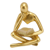 Thinker Reading Statue Resin Sitting Figure Abstract Art Ornament for Living Room Cabinet Decoration Gold In Australia - Darrahopens