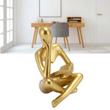 Thinker Reading Statue Resin Sitting Figure Abstract Art Ornament for Living Room Cabinet Decoration Gold