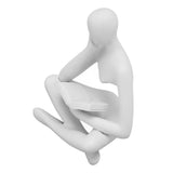 Thinker Reading Statue Resin Sitting Figure Abstract Art Ornament for Living Room Cabinet Decoration White