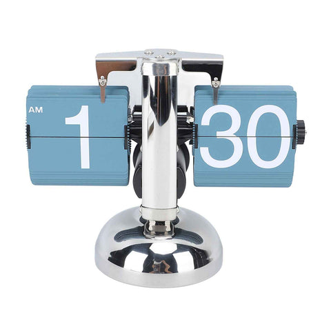 European Style Retro Digital Flip Down Clock 304 Stainless Steel Auto Mechanical Digital Flip Desk Clock for Home Livingroom 12 Hours Single Leg Blue In Australia - Darrahopens