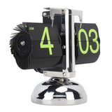 European Style Retro Digital Flip Down Clock 304 Stainless Steel Auto Mechanical Digital Flip Desk Clock for Home Livingroom 12 Hours Stainless Steel Green Number In Australia - Darrahopens