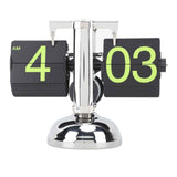 European Style Retro Digital Flip Down Clock 304 Stainless Steel Auto Mechanical Digital Flip Desk Clock for Home Livingroom 12 Hours Stainless Steel Green Number In Australia - Darrahopens