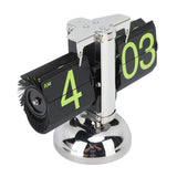 European Style Retro Digital Flip Down Clock 304 Stainless Steel Auto Mechanical Digital Flip Desk Clock for Home Livingroom 12 Hours Stainless Steel Green Number
