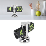 European Style Retro Digital Flip Down Clock 304 Stainless Steel Auto Mechanical Digital Flip Desk Clock for Home Livingroom 12 Hours Stainless Steel Green Number