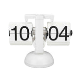 Flip Clock Large Number Battery Powered 304 Stainless Steel Tabletop Retro Flip Clock for Home Office 24 Hours All White In Australia - Darrahopens