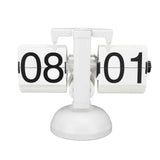 Flip Clock Large Number Battery Powered 304 Stainless Steel Tabletop Retro Flip Clock for Home Office 24 Hours All White In Australia - Darrahopens