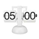Flip Clock Large Number Battery Powered 304 Stainless Steel Tabletop Retro Flip Clock for Home Office 24 Hours All White