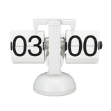 Flip Clock Large Number Battery Powered 304 Stainless Steel Tabletop Retro Flip Clock for Home Office 24 Hours All White