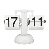 Flip Clock Large Number Battery Powered 304 Stainless Steel Tabletop Retro Flip Clock for Home Office 24 Hours All White