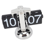 Flip Clock Large Number Battery Powered 304 Stainless Steel Tabletop Retro Flip Clock for Home Office 24 Hours Black Page
